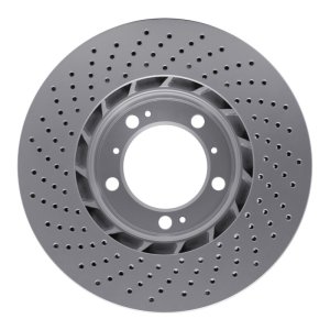 Porsche 911 Brake Rotor (1) - Right Front - R1 Concepts - Hi-Carbon Alloy GeoMET Coated Drilled Rotor - `98-`12